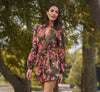 Bishop Sleeve Button Front Floral Romper
