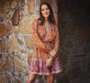 Bishop Sleeve Metallic Paisley A Line Dress