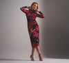 Long Sleeve Floral Mesh Bodycon Midi Dress
