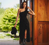 One Shoulder Studded Knit Midi Dress