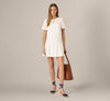 Short Sleeve Drop Waist Cotton Eyelet Shift Dress