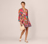 Bishop Sleeve Tropical Floral Short Dress
