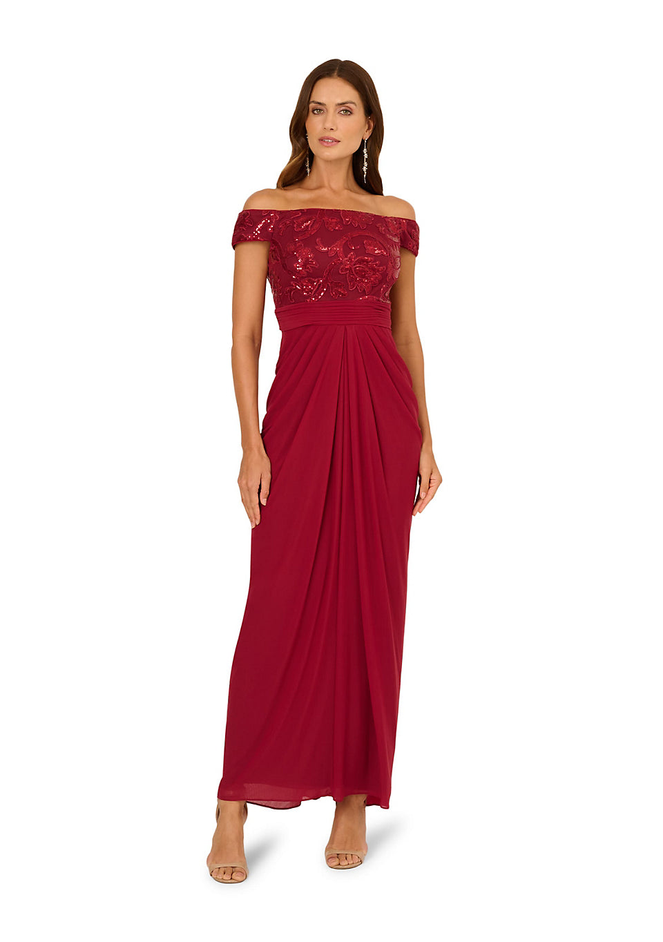 Papell Studio Sequin And Stretch Tulle Gown Adrianna Papell AD5E212460 Wholesale