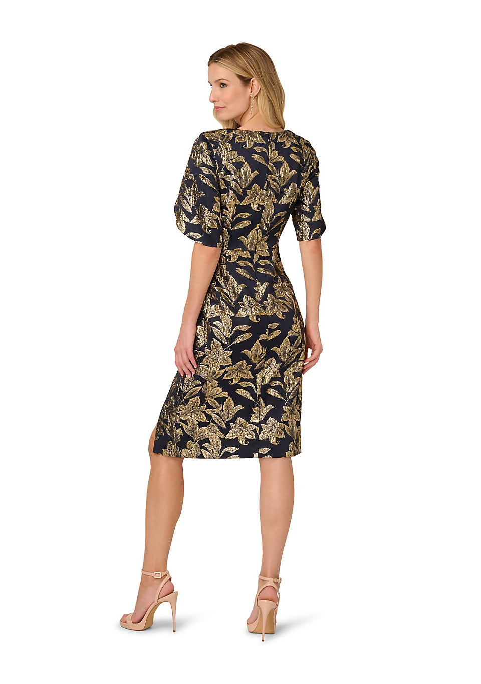 Metallic Floral Jacquard Midi Dress Adrianna Papell AD5E212615 Wholesale