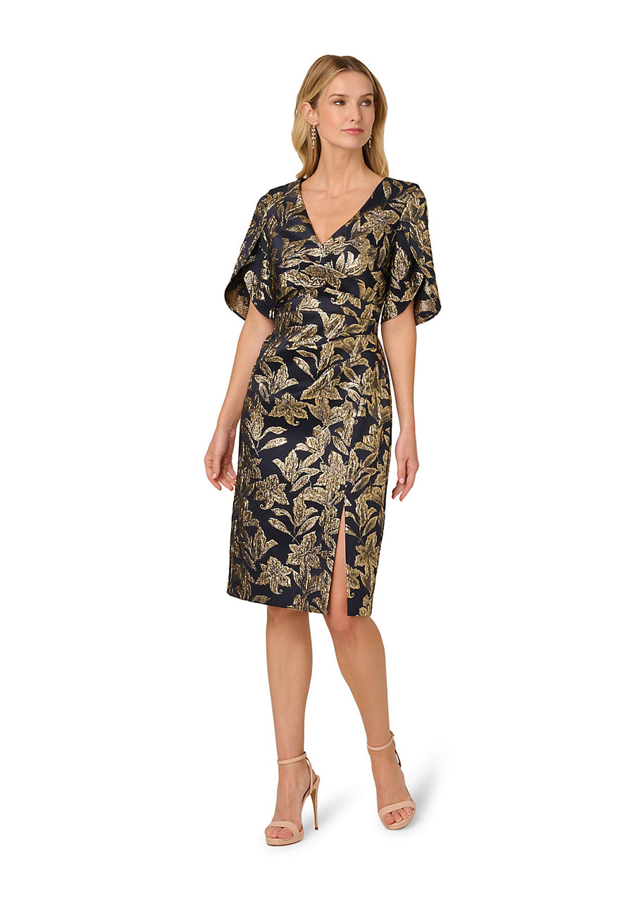 Metallic Floral Jacquard Midi Dress Adrianna Papell AD5E212615 Wholesale