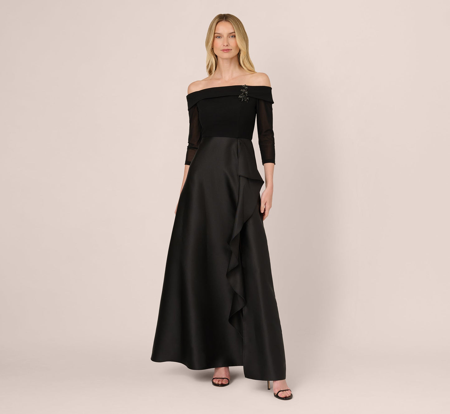 Off-the-Shoulder Floor-Length Satin Occasion A-Line Adrianna Papell AD5E212762