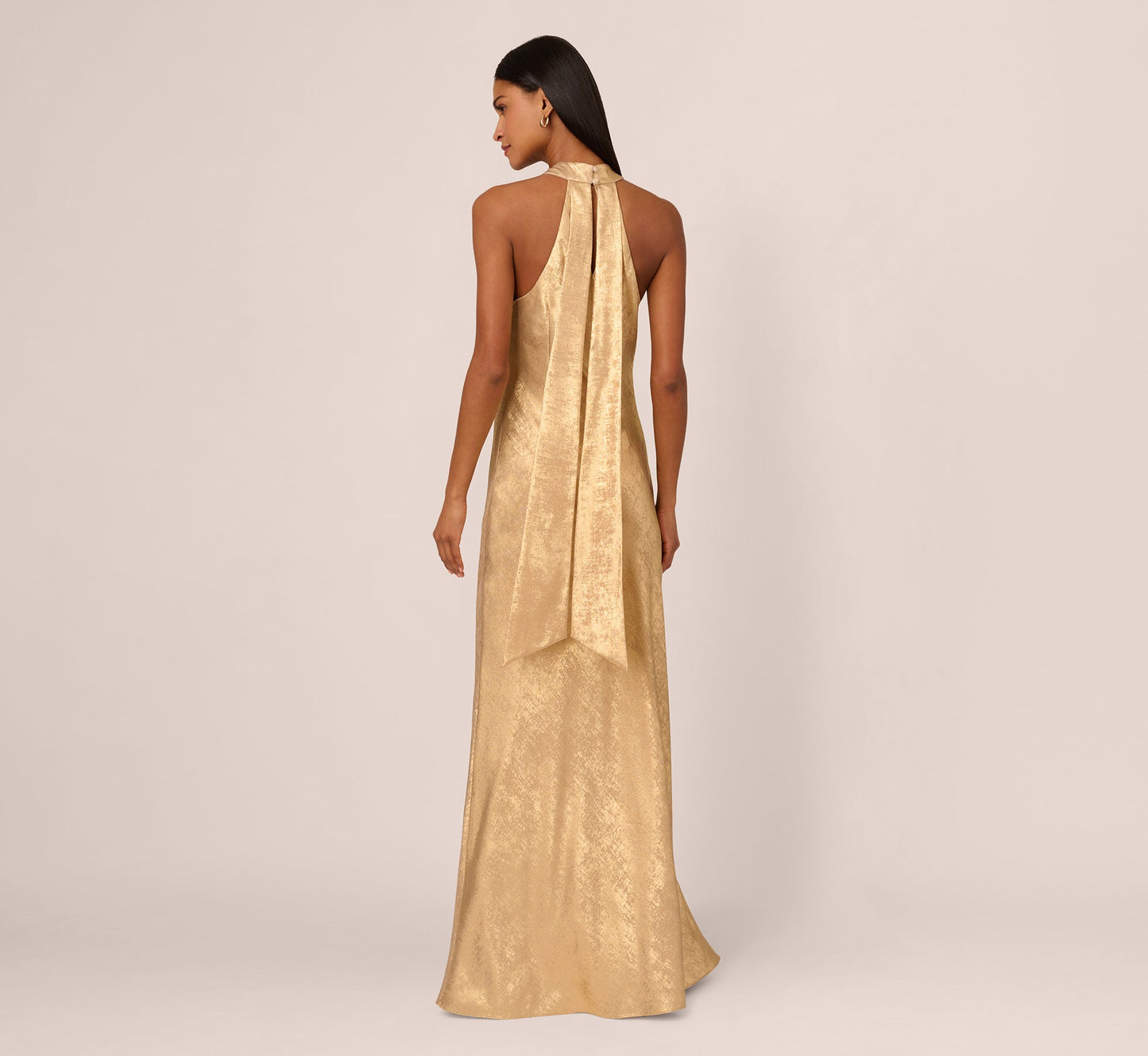 Halter Floor-Length Satin Formal Sheath Adrianna Papell ADAE211409