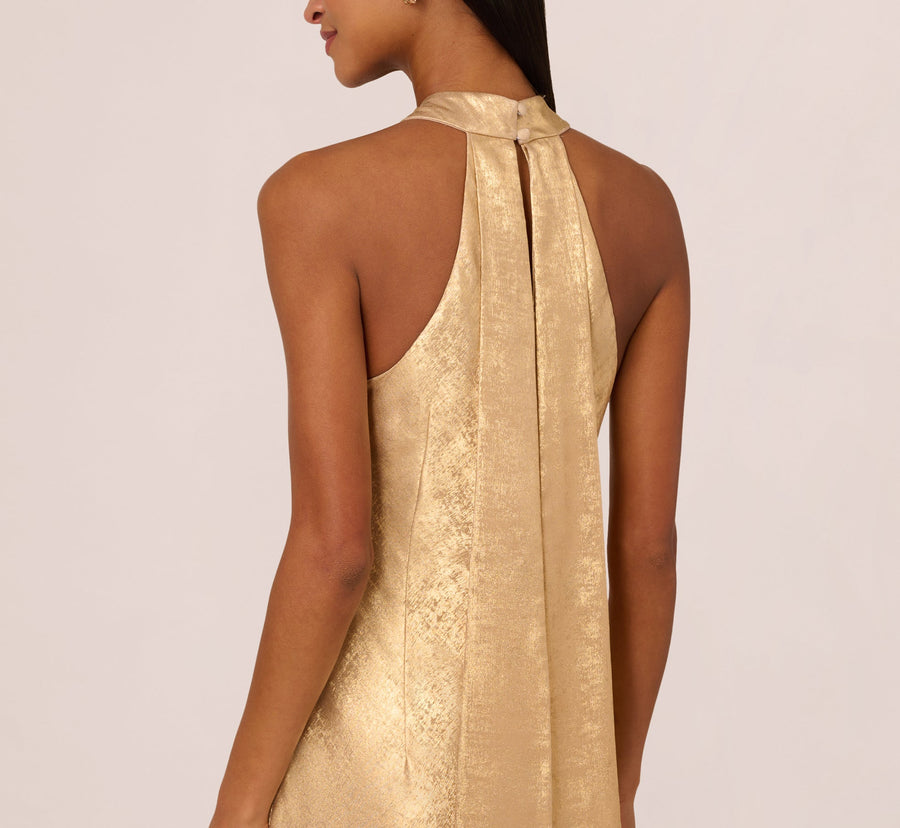 Halter Floor-Length Satin Formal Sheath Adrianna Papell ADAE211409