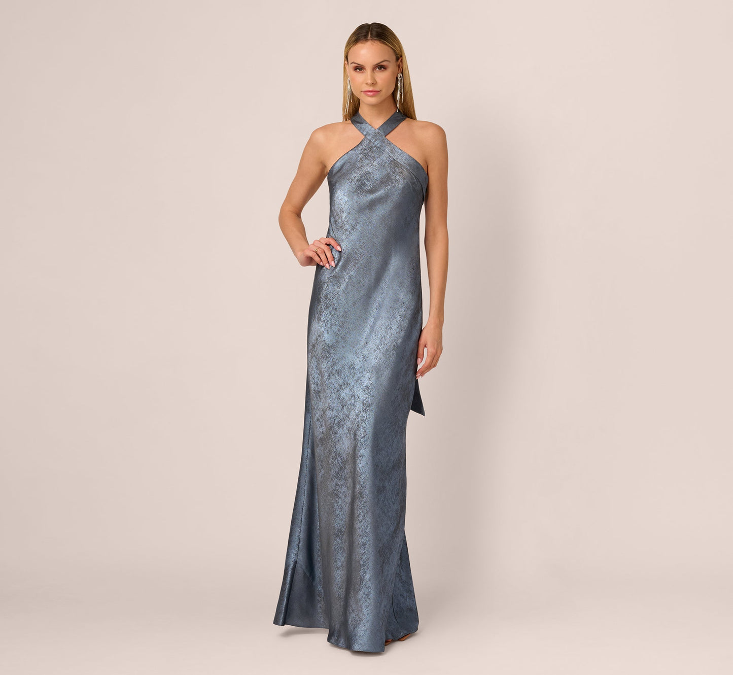 Adrianna Papell ADAE211409 Long Formal Halter Dress