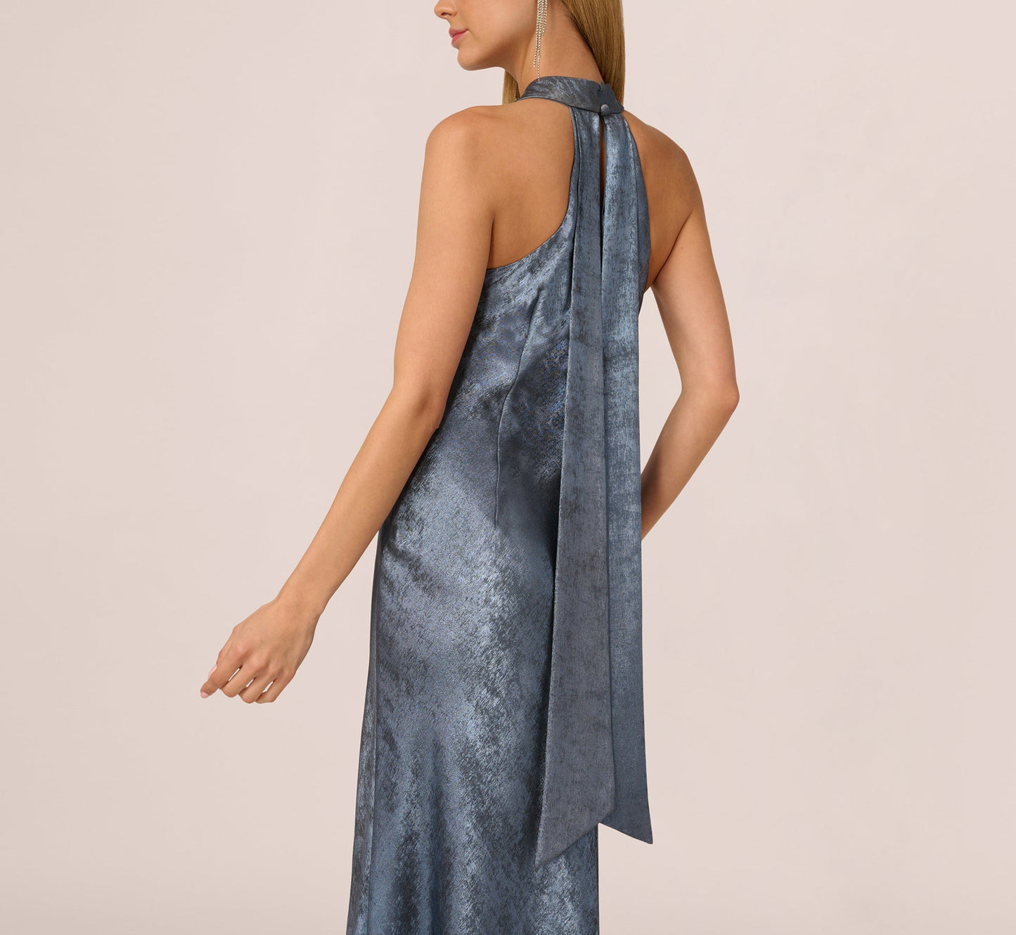 Adrianna Papell ADAE211409 Long Formal Halter Dress