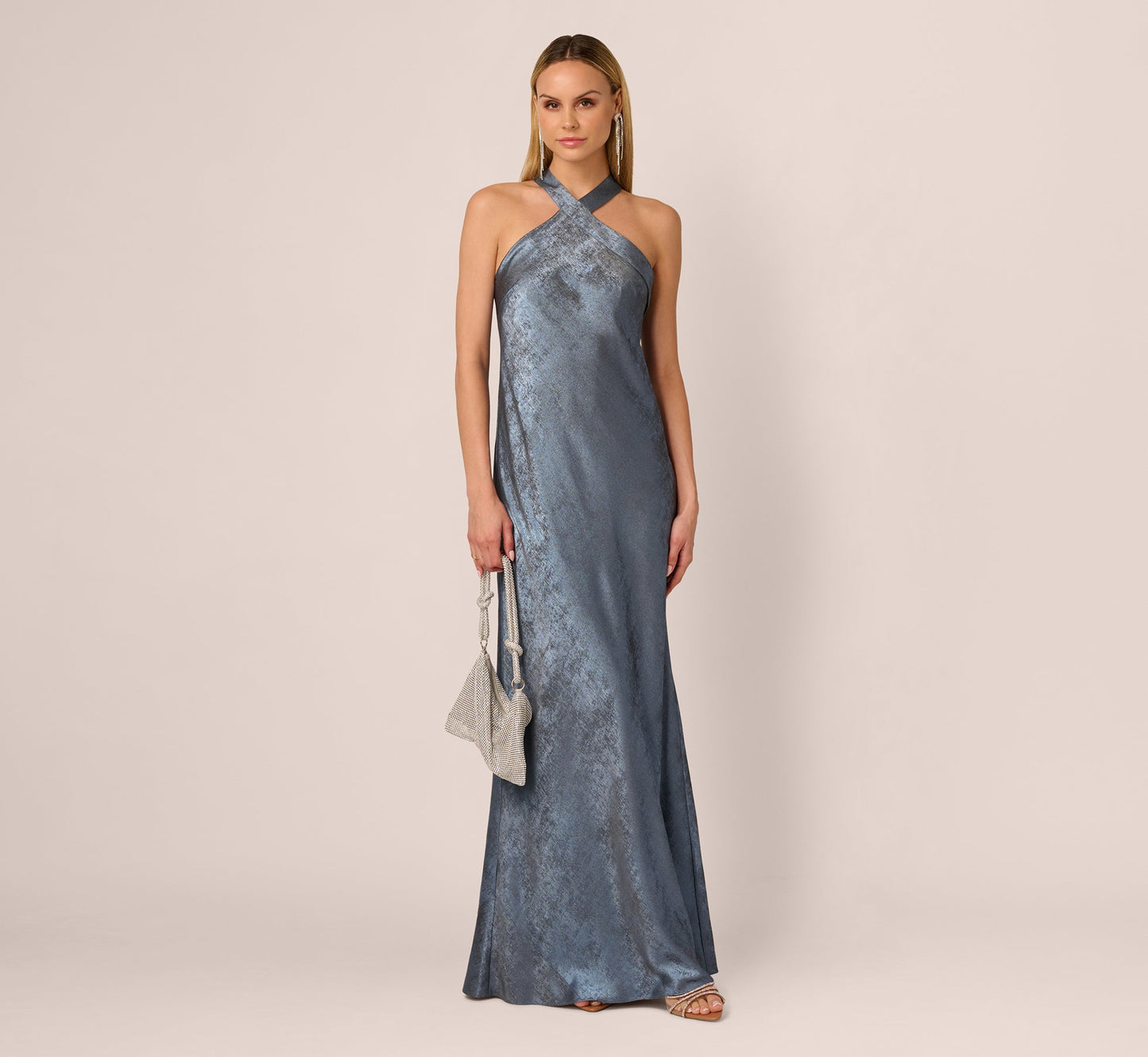 Adrianna Papell ADAE211409 Long Formal Halter Dress