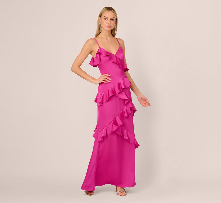 Sweetheart Floor-Length Satin Formal Mermaid Adrianna Papell ADAE212020
