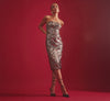 Strapless Straight Neck Midi Sequin Cocktail Bodycon Adrianna Papell ADAE212512
