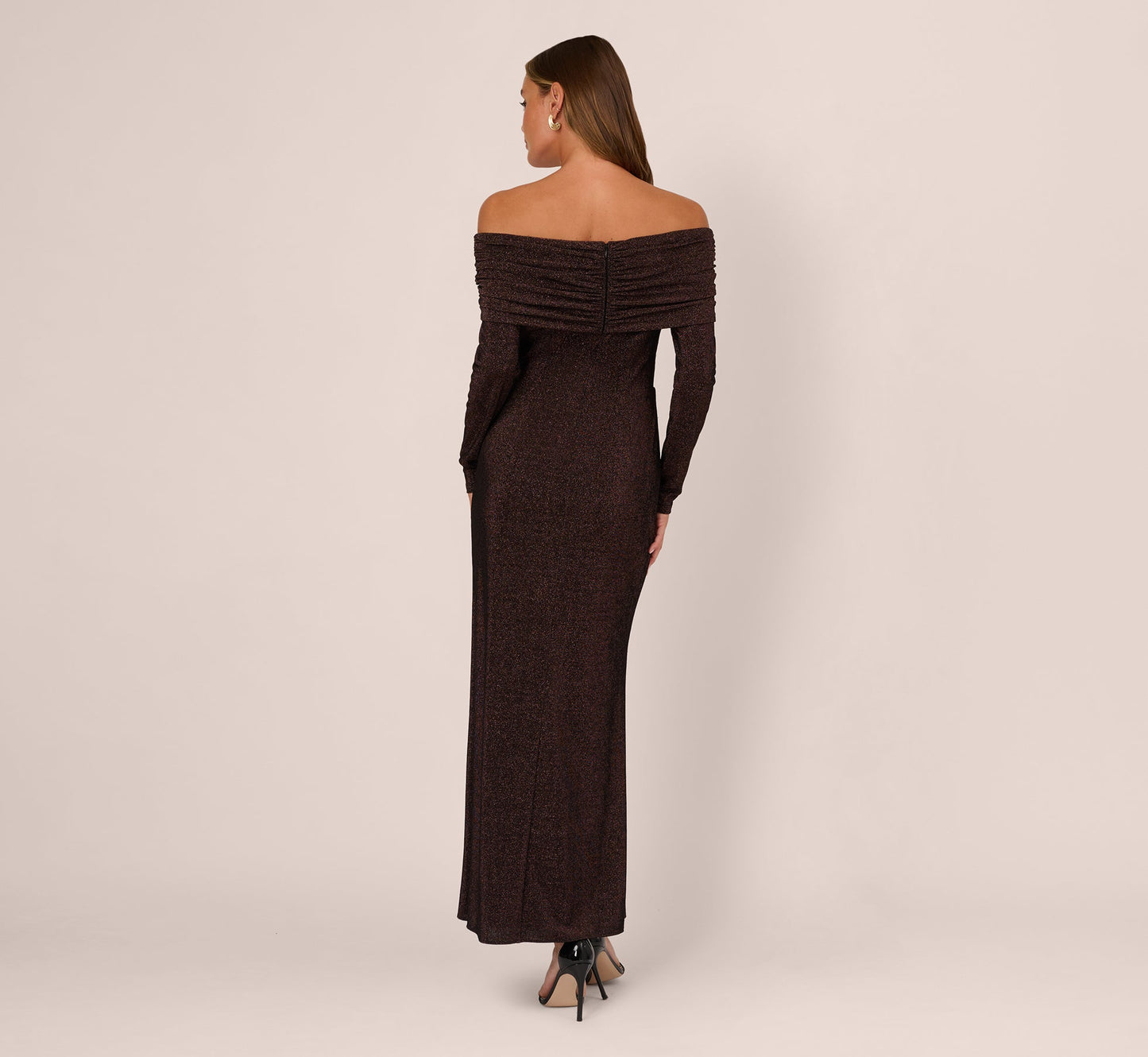 Plus Size Off-the-Shoulder Metallic Knit Midi Dress Adrianna Papell ADAE212524 Wholesale