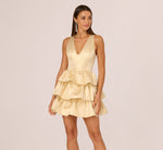 Metallic Jacquard Flounce Mini Dress Adrianna Papell ADAE212598 Wholesale