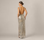 Plunge Neck Mirror Beaded Gown Adrianna Papell ADAE213108 Wholesale
