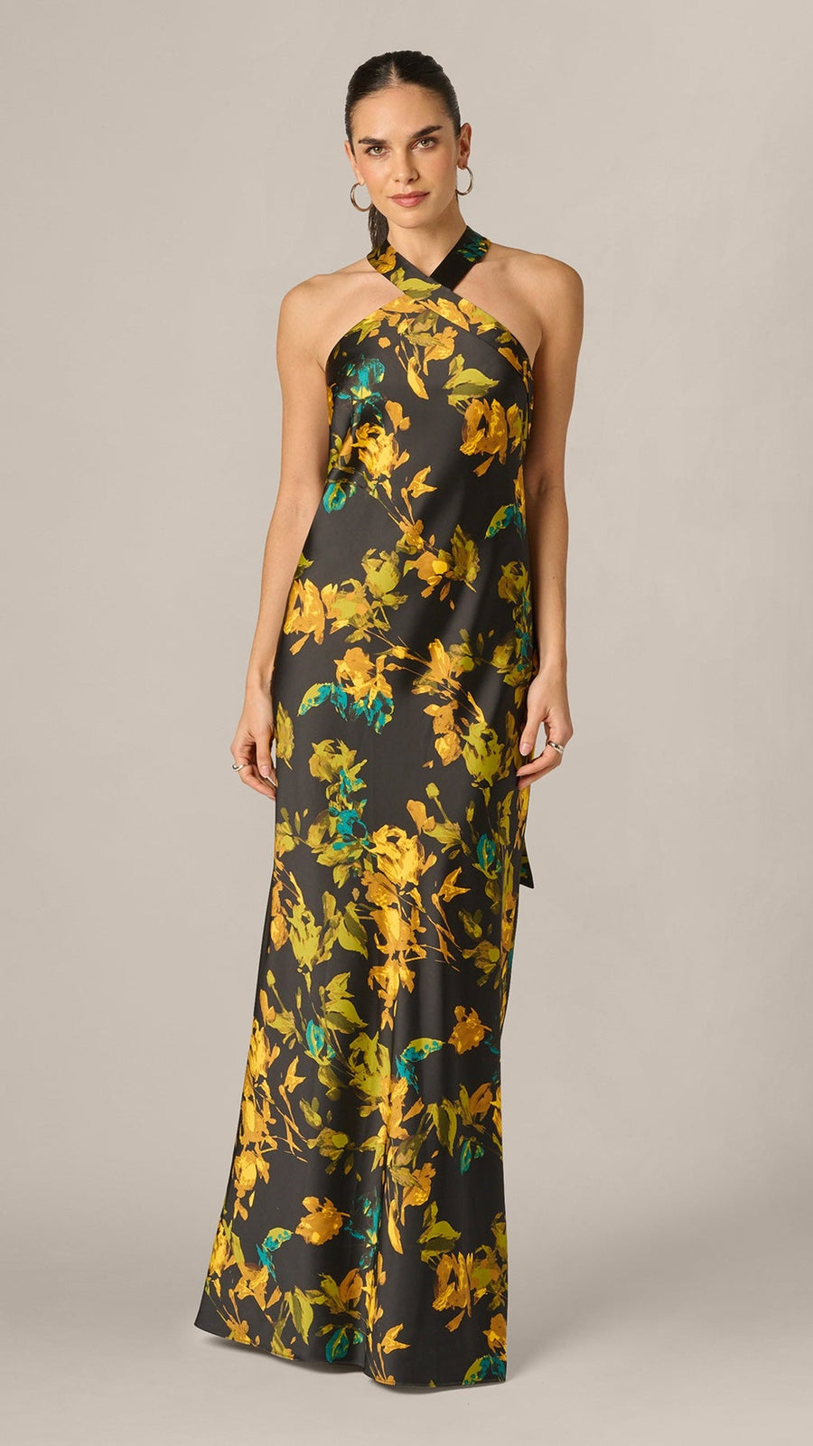 Adrianna Papell 213584 Black Multi, full-length front view