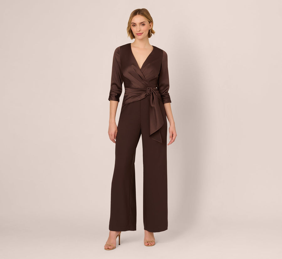 V-Neck Floor-Length Satin Occasion Fit & Flare Adrianna Papell AP1D105207