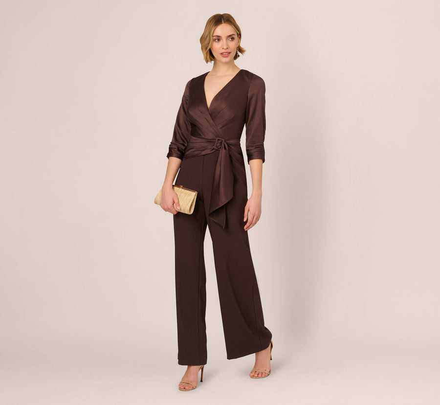 V-Neck Floor-Length Satin Occasion Fit & Flare Adrianna Papell AP1D105207
