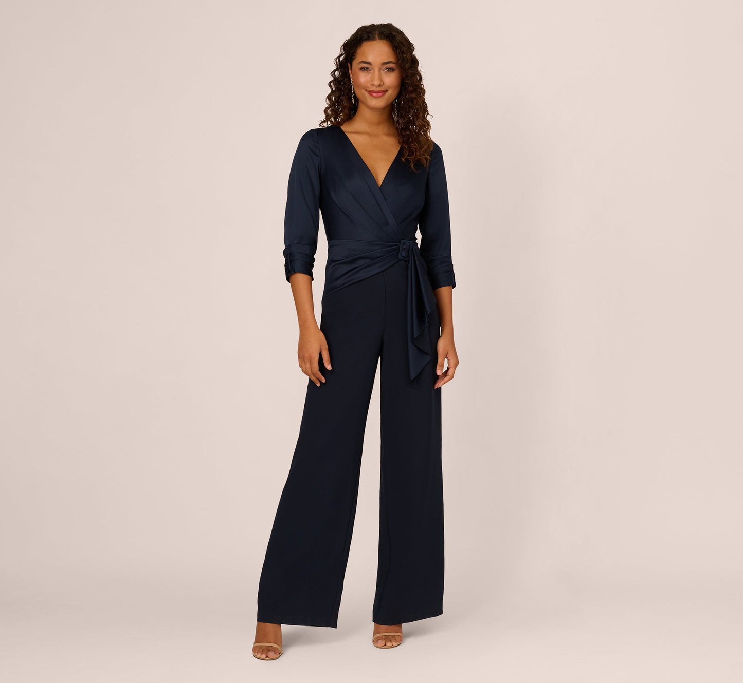 V-Neck Floor-Length Satin Occasion Fit & Flare Adrianna Papell AP1D105207
