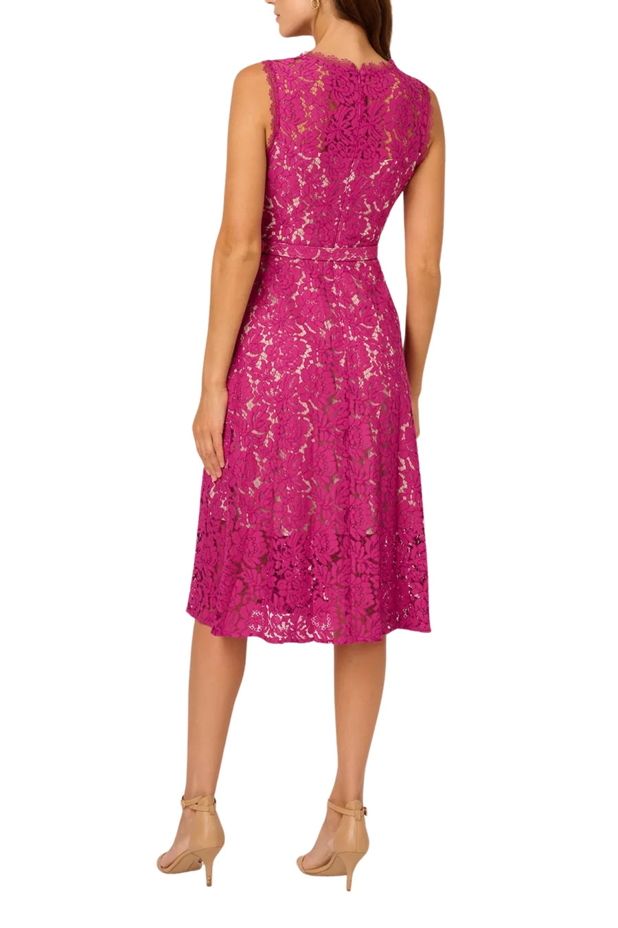 Adrianna Papell AP1D105247 A Line Lace Midi Cocktail Dress