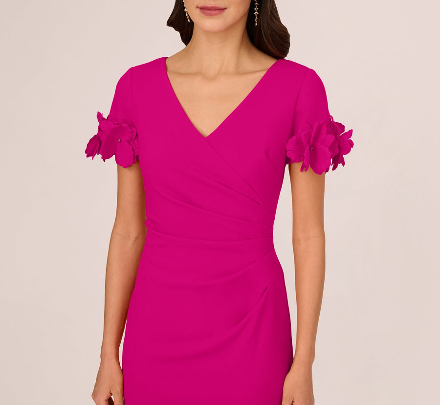 V-Neck Knee-Length Scuba Cocktail Bodycon Adrianna Papell AP1D105268