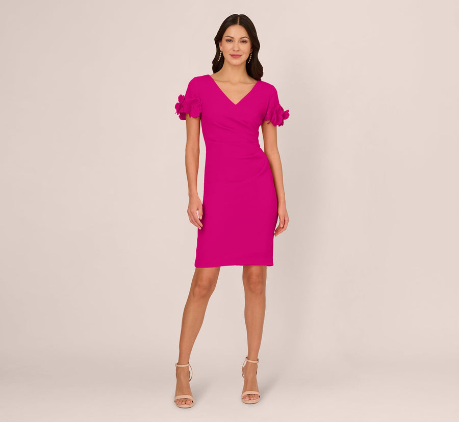 V-Neck Knee-Length Scuba Cocktail Bodycon Adrianna Papell AP1D105268