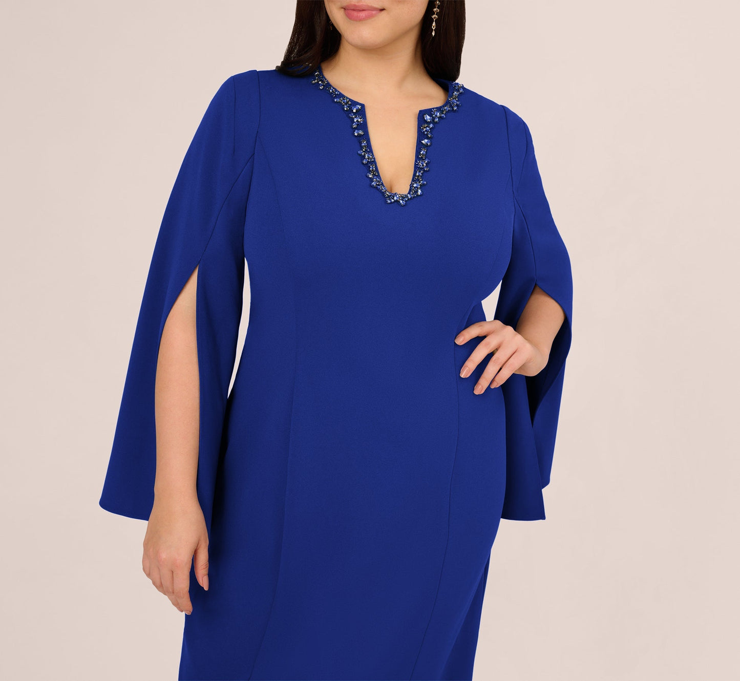V-Neck Knee-Length Scuba Occasion Sheath/Column Adrianna Papell AP1D105577W
