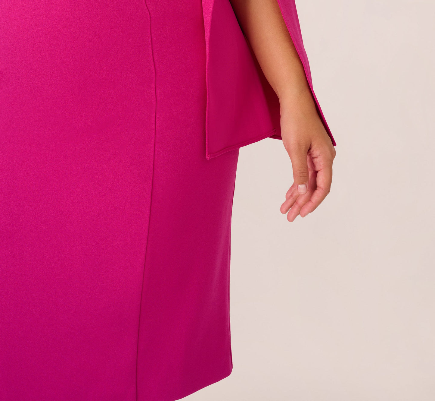 Berry Rose Adrianna Papell AP1D105577 V Neck Short Crepe Beaded Cocktail Dress