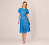 Scoop Neck Knee-Length Lace Gown with Belted Waist Cocktail Dress Adrianna Papell AP1D105764