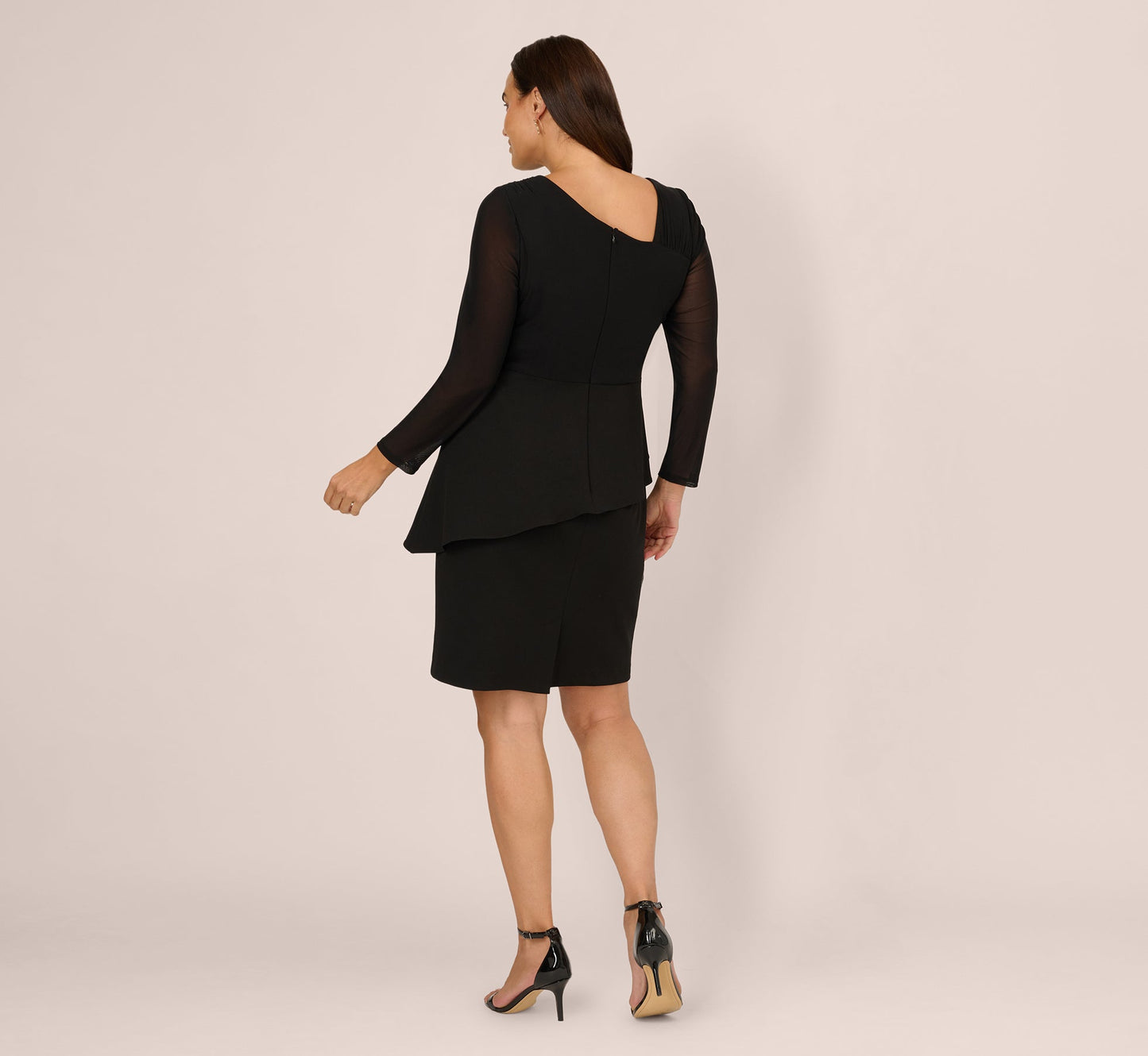 Black Adrianna Papell AP1D106060 asymmetrical crepe dress