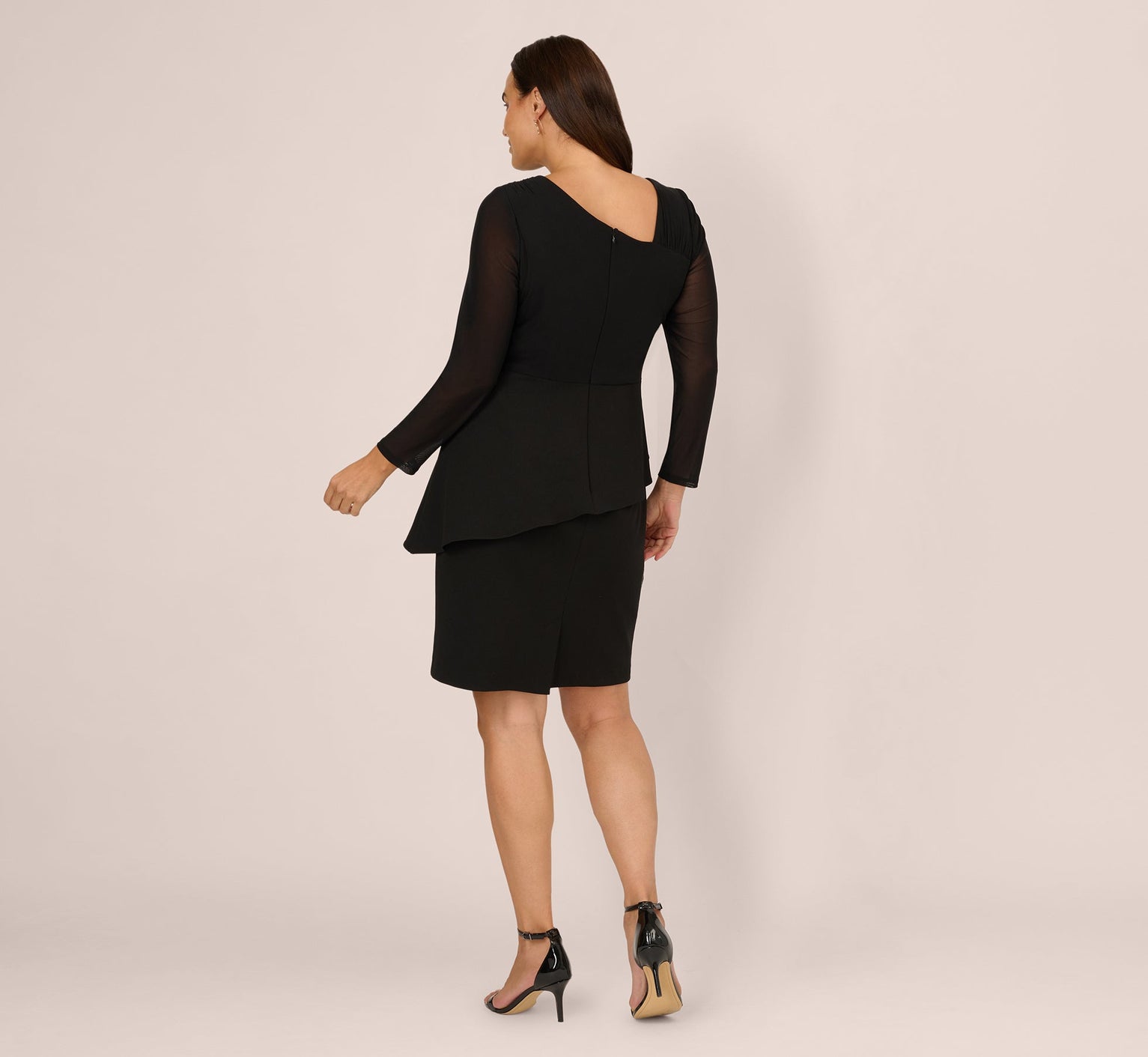 Black Adrianna Papell AP1D106060 asymmetrical crepe dress