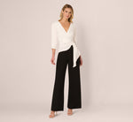 Three Quarter Sleeve Draped Combo Jumpsuit Adrianna Papell AP1D106067 Wholesale