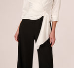 Three Quarter Sleeve Draped Combo Jumpsuit Adrianna Papell AP1D106067 Wholesale