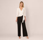 Three Quarter Sleeve Draped Combo Jumpsuit Adrianna Papell AP1D106067 Wholesale