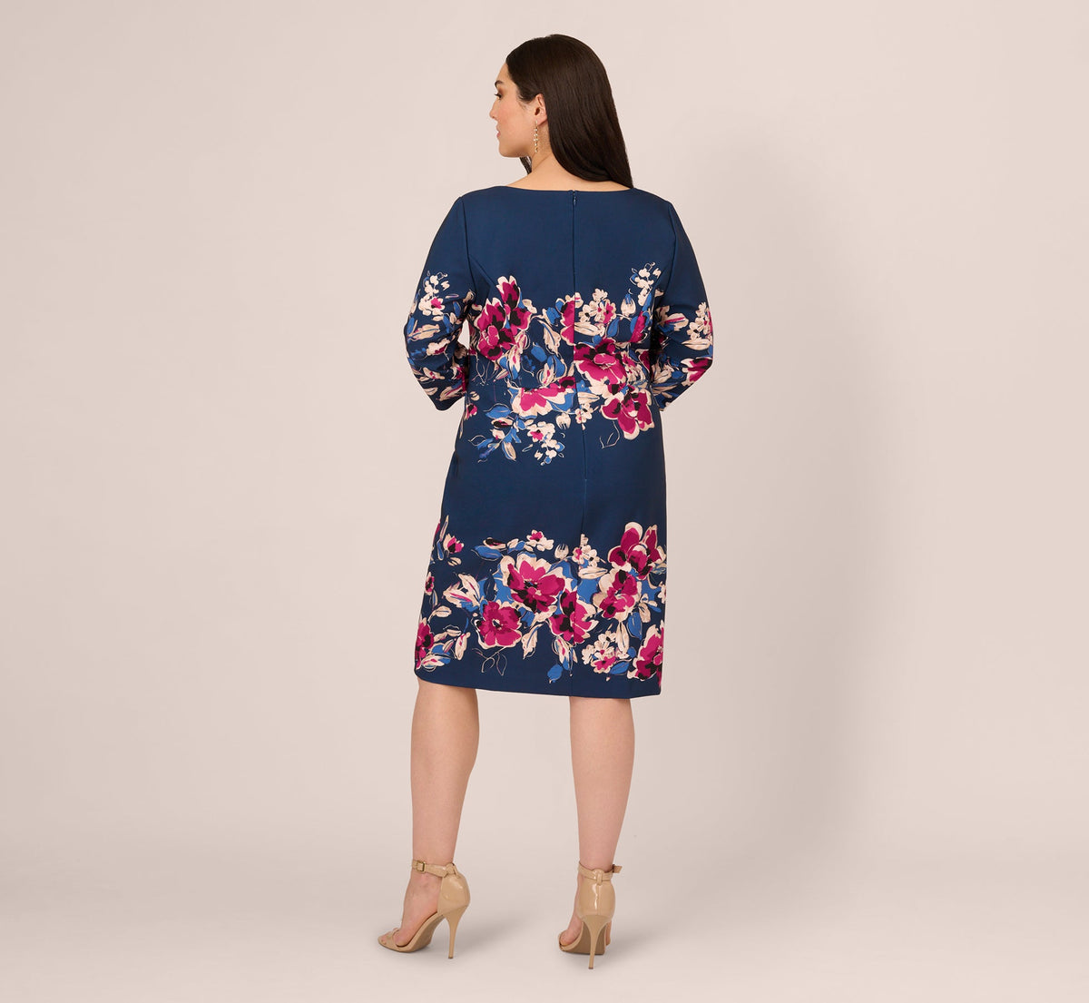 Plus Size Three Quarter Sleeve Floral Sheath Dress Adrianna Papell AP1D106145W Wholesale