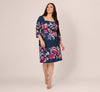 Plus Size Three Quarter Sleeve Floral Sheath Dress Adrianna Papell AP1D106145W Wholesale