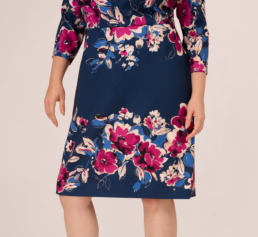 Plus Size Three Quarter Sleeve Floral Sheath Dress Adrianna Papell AP1D106145W Wholesale