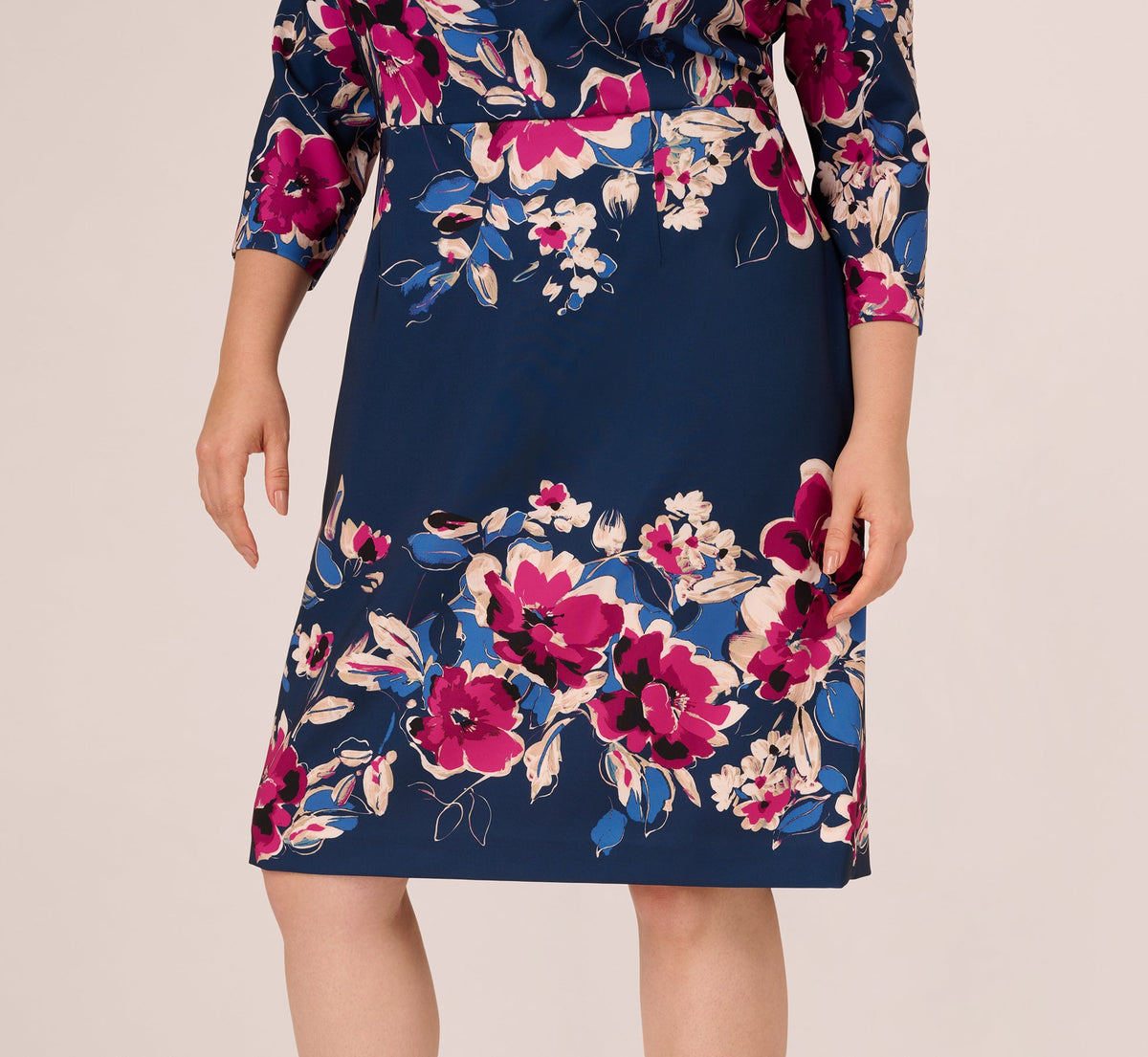 Plus Size Three Quarter Sleeve Floral Sheath Dress Adrianna Papell AP1D106145W Wholesale