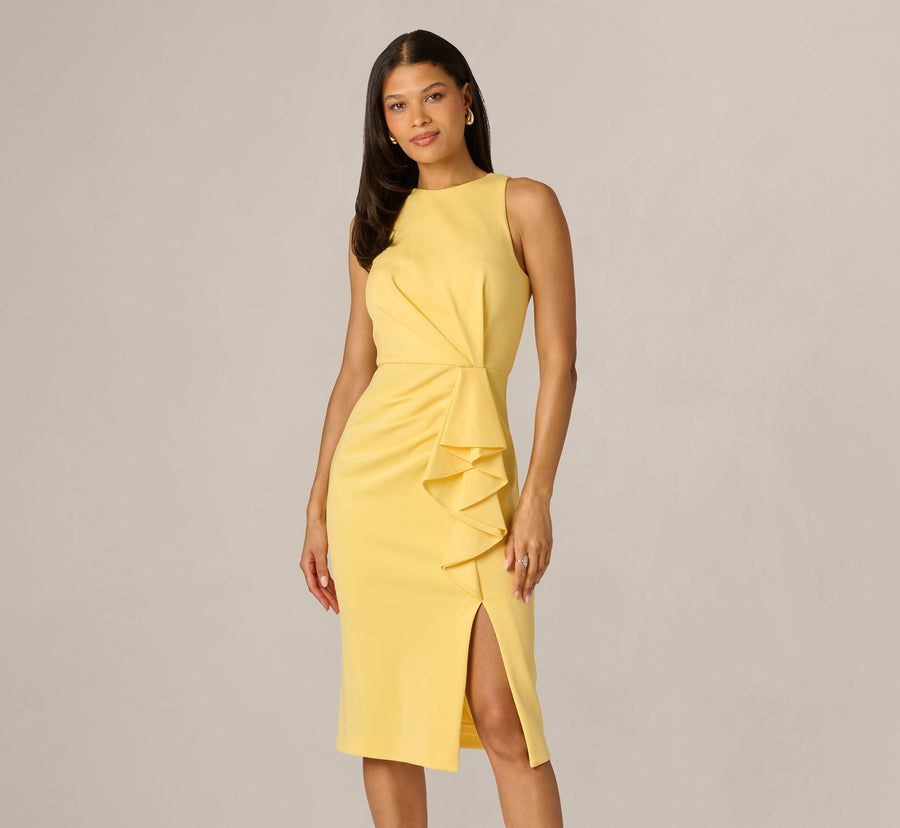 Crew/High-Neck Midi Scuba Occasion Sheath Adrianna Papell AP1D106330
