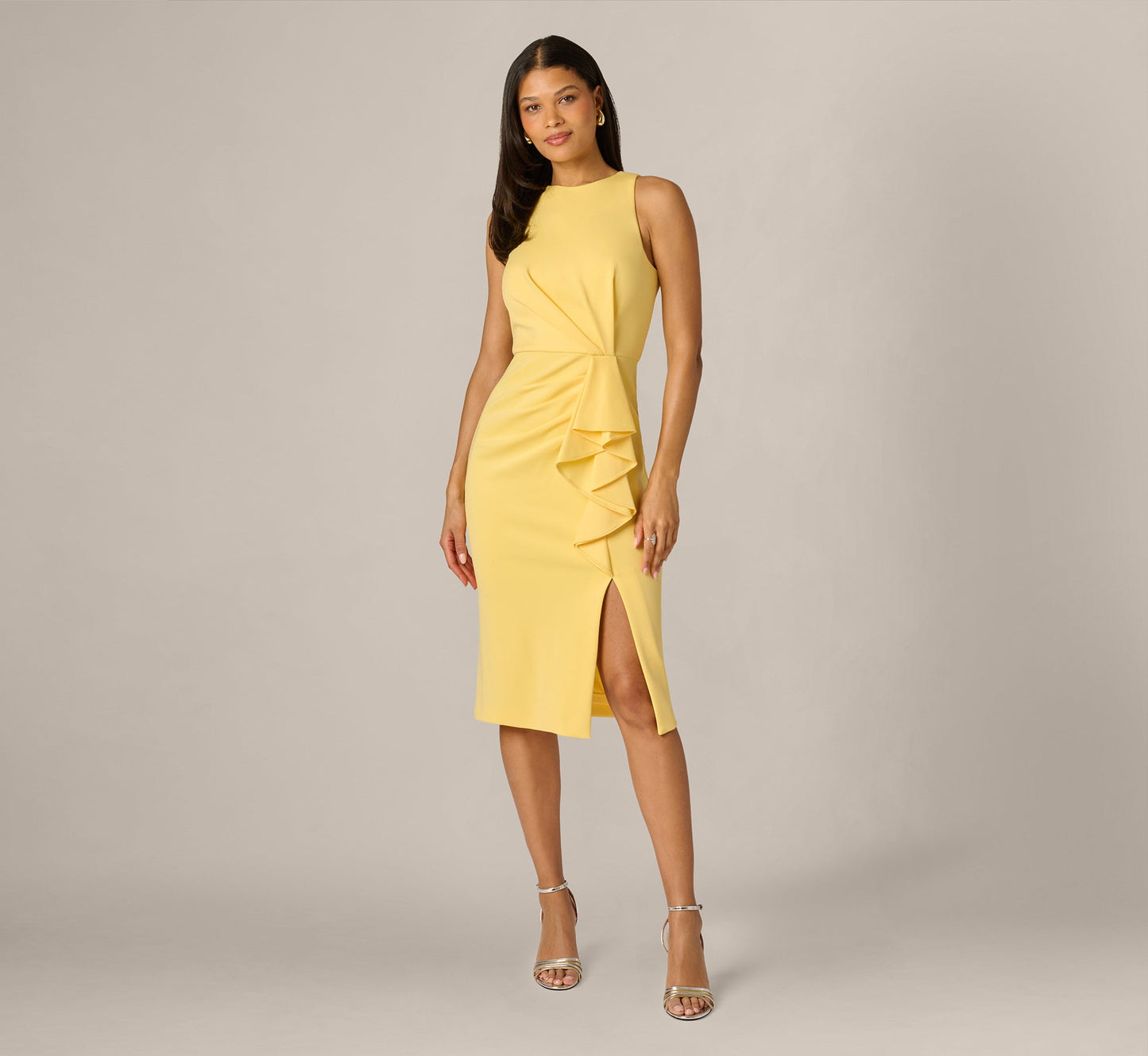 Crew/High-Neck Midi Scuba Occasion Sheath Adrianna Papell AP1D106330