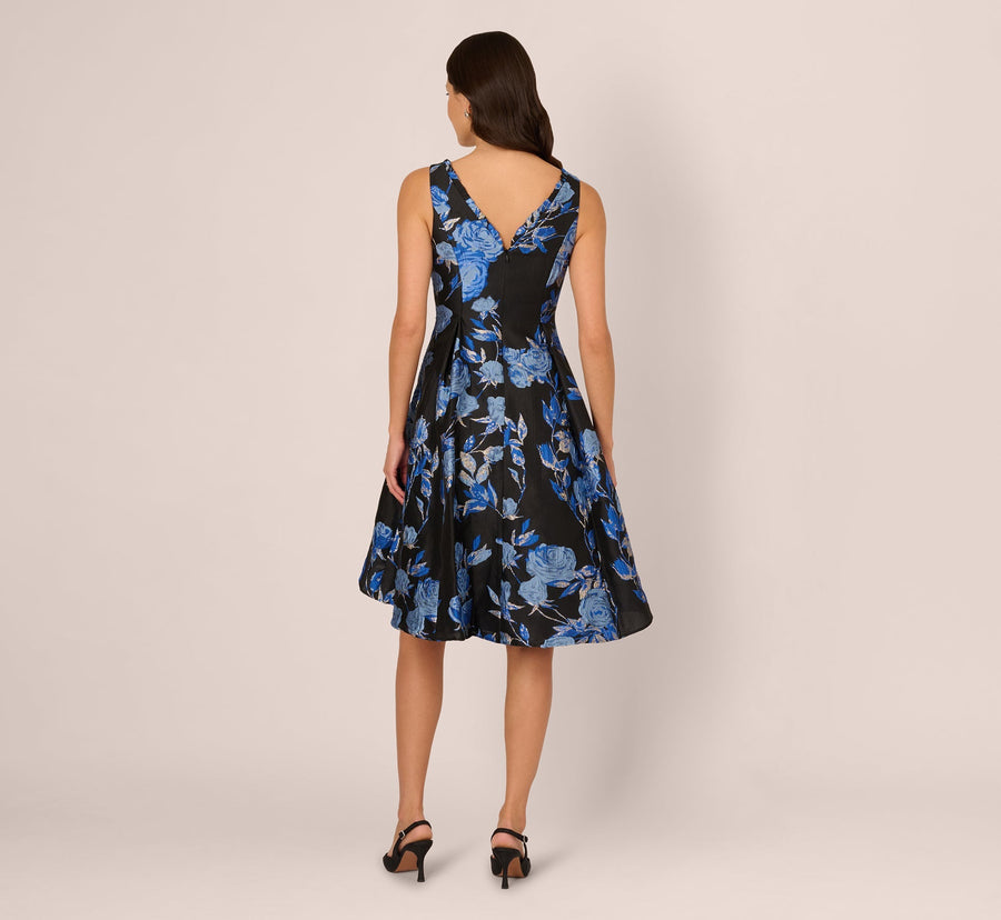 Adrianna Papell AP1D106465 Short Floral Jacquard Cocktail Dress
