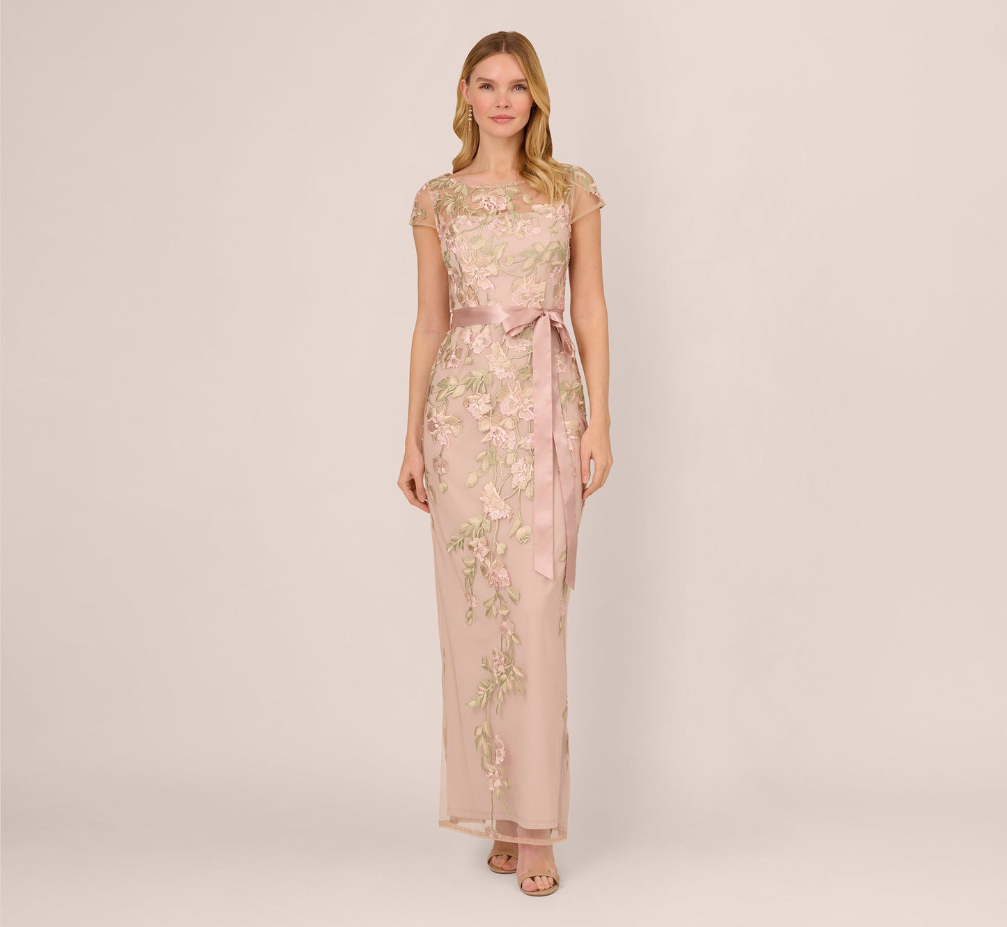 Illusion Floor-Length Chiffon Occasion Sheath/Column Adrianna Papell AP1E201621