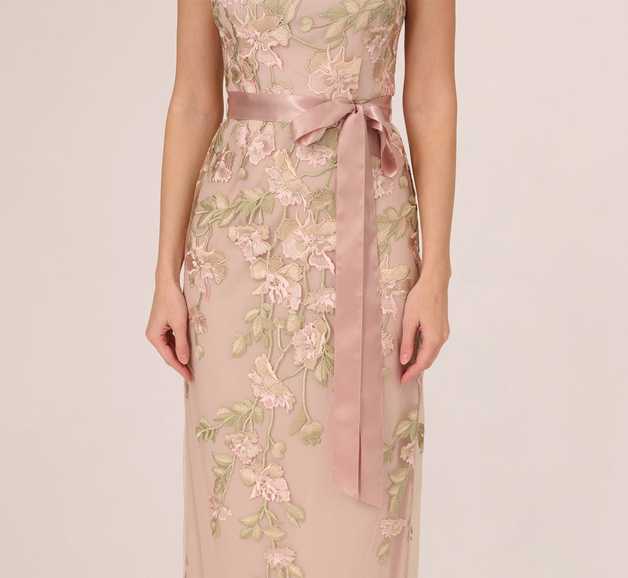 Illusion Floor-Length Chiffon Occasion Sheath/Column Adrianna Papell AP1E201621