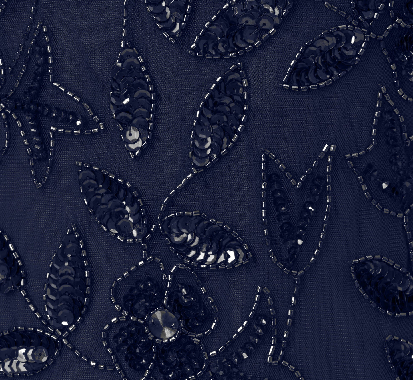 Plus Size Dresses llusion Jewel Neck Floor-Length Mesh Formal Beaded Floral Appliqué Dress Light Navy