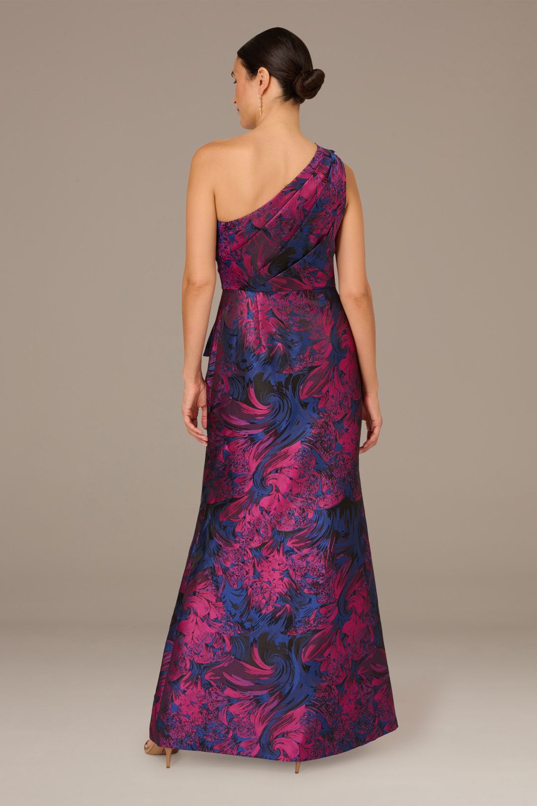 One-Shoulder Floor-Length Satin Formal A-Line Adrianna Papell AP1E210810