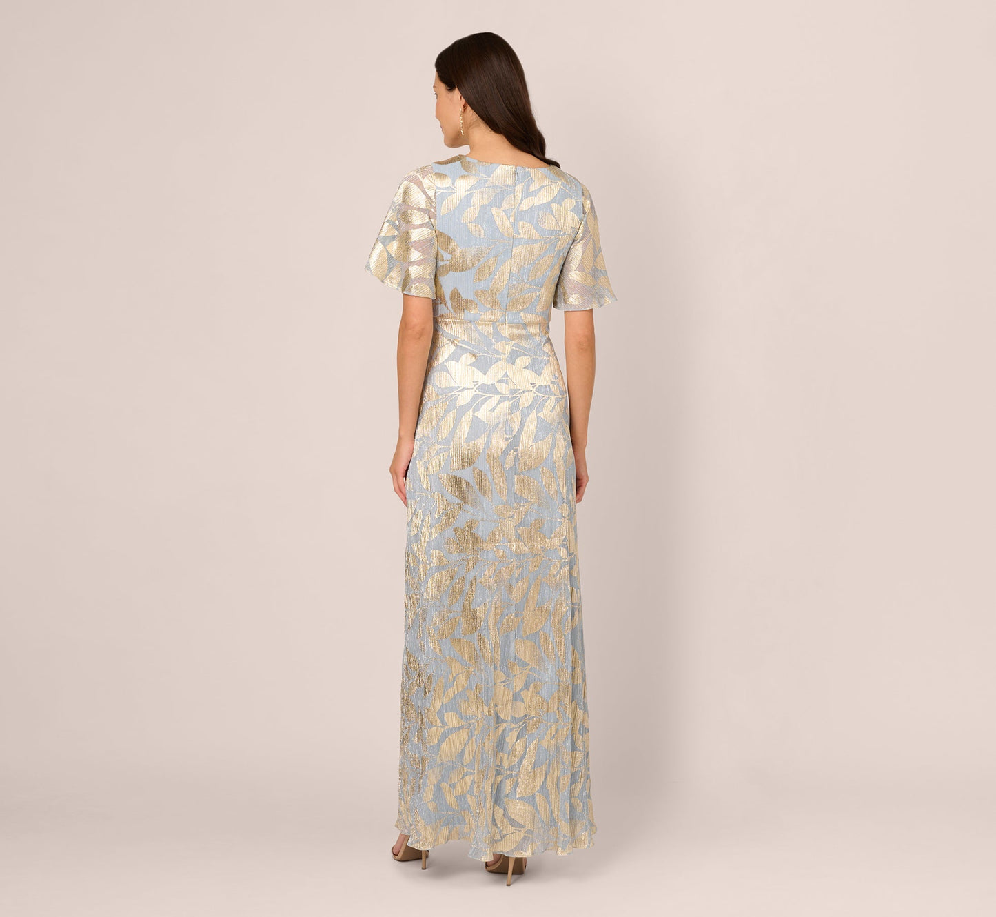V-Neck Floor-Length Satin Occasion Fit & Flare Adrianna Papell AP1E211045