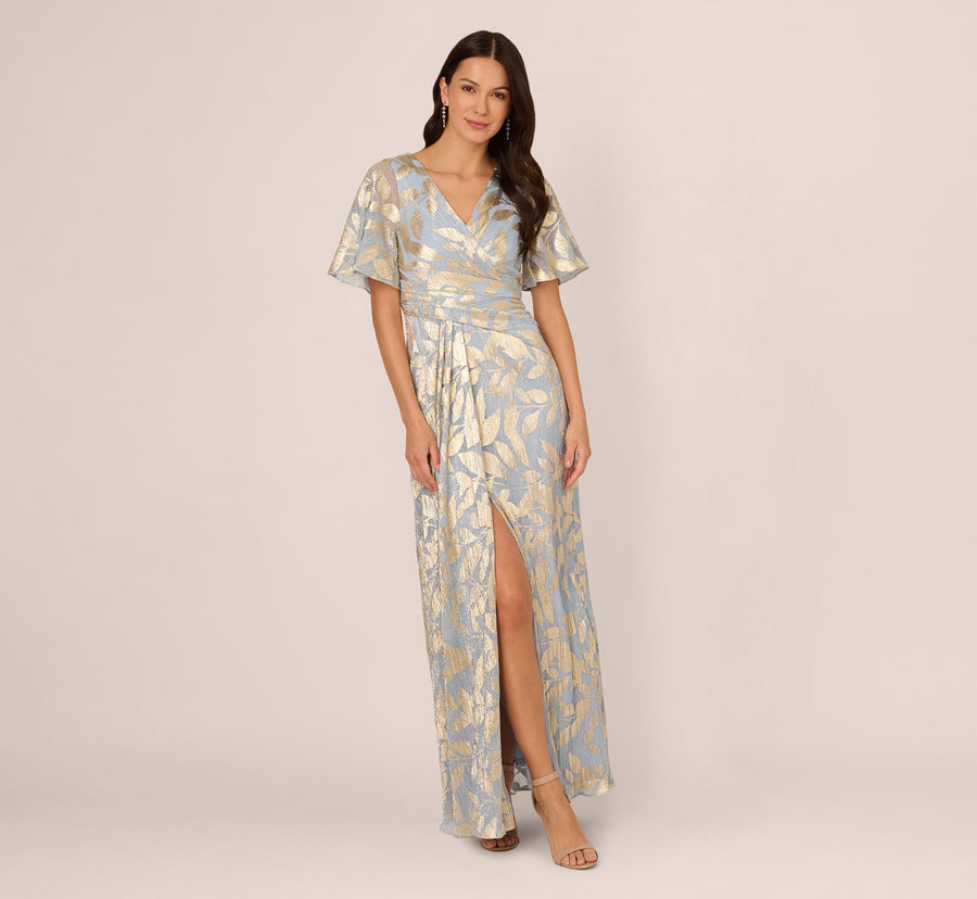 V-Neck Floor-Length Satin Occasion Fit & Flare Adrianna Papell AP1E211045