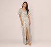 V-Neck Floor-Length Satin Occasion Fit & Flare Adrianna Papell AP1E211045