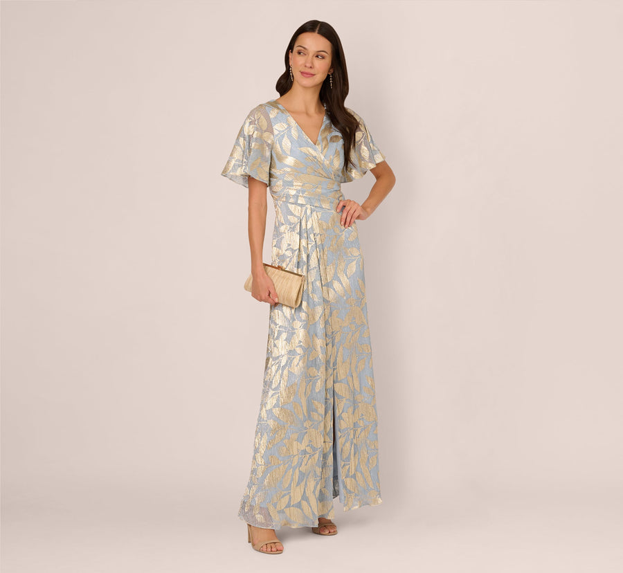 V-Neck Floor-Length Satin Occasion Fit & Flare Adrianna Papell AP1E211045